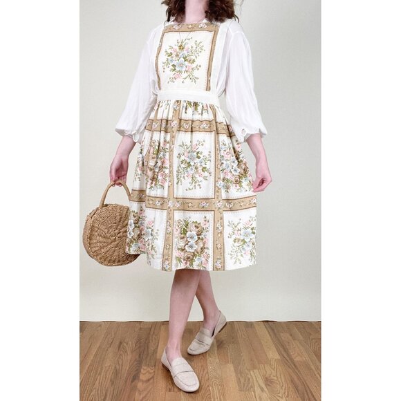 Vintage Dresses & Skirts - Vintage Handmade Garden Girl Apron Pinafore Midi Dress Grandmacore Cottagecore